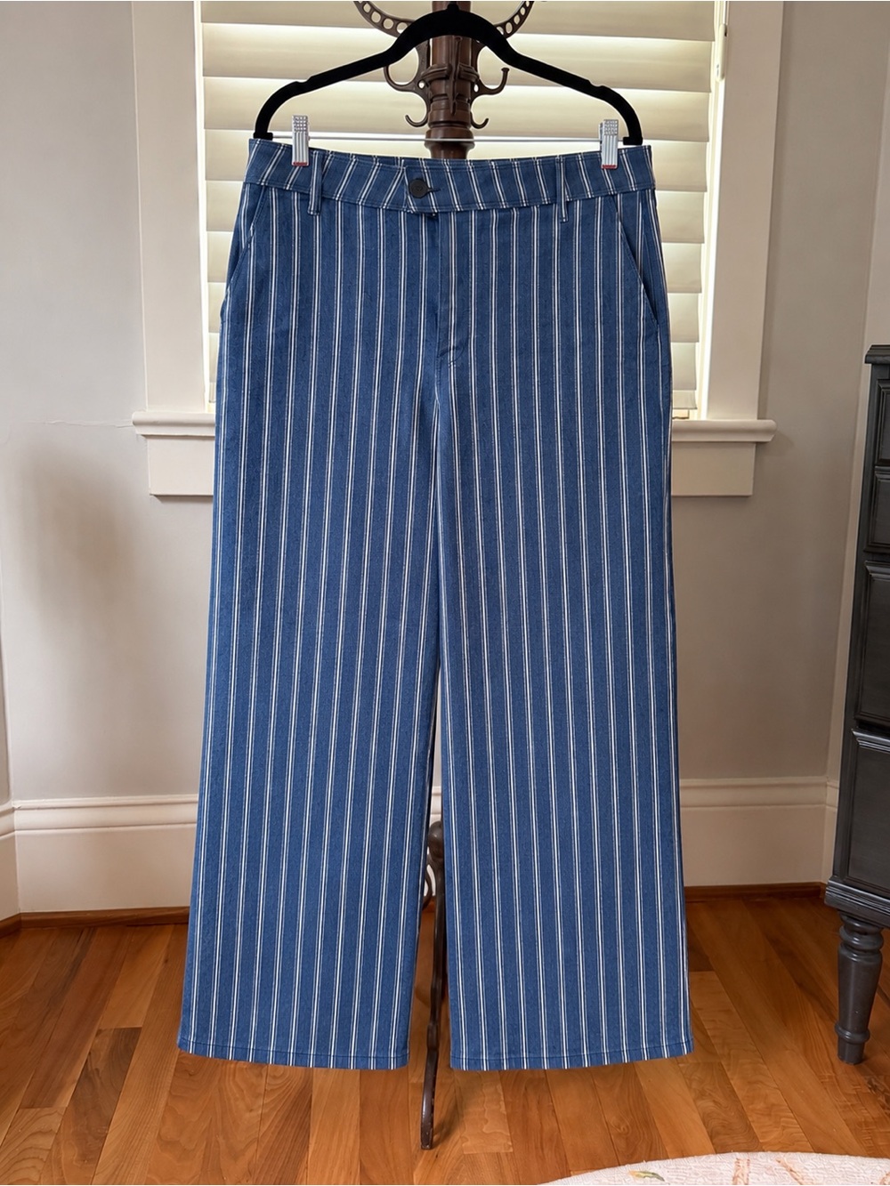 NYDJ Navy and White Pinstripe Jeans